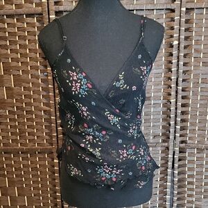 See By Chloe Black Camisole with Floral Accents